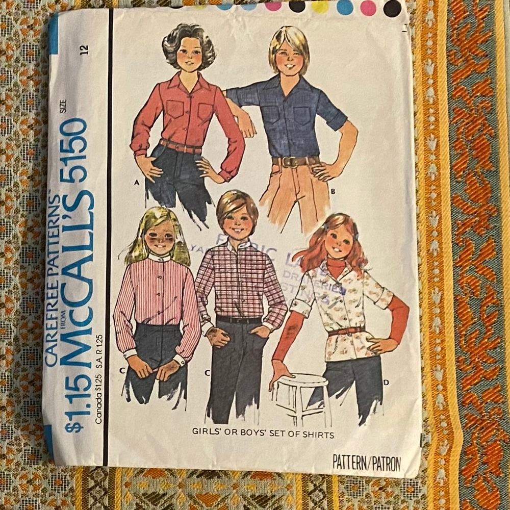 Vintage kids McCall’s sewing pattern